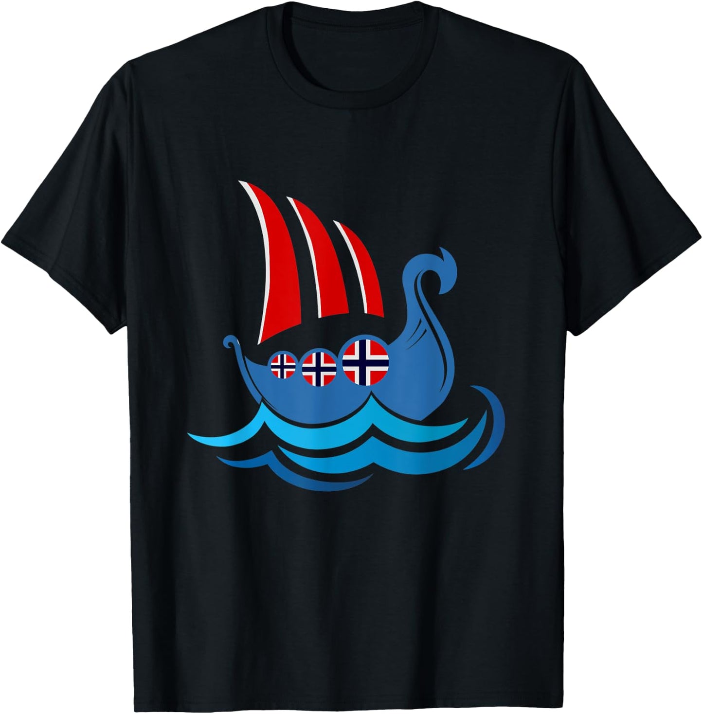 Nordic Norwegian Flag Scandinavia Ship Norway T-Shirt - T-Shirt | Black