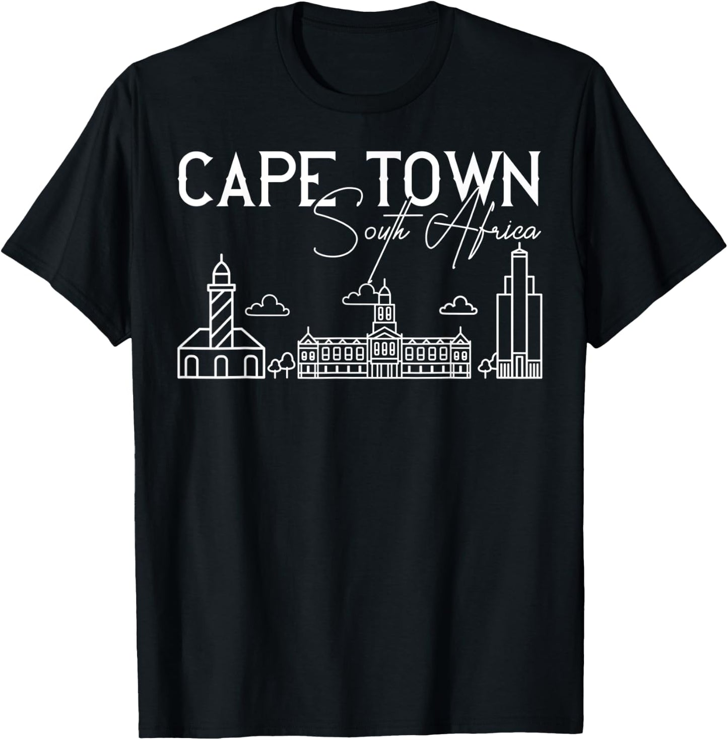 Cape Town South Africa City Skyline Map Travel T-Shirt - T-Shirt | Black