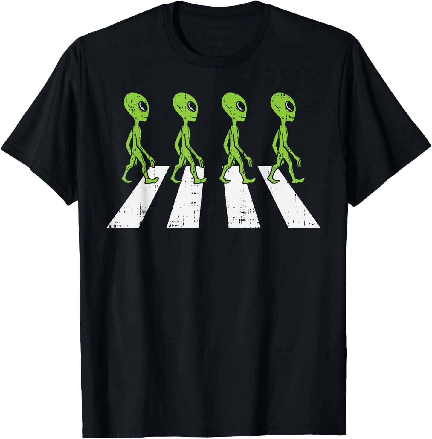 Aliens Crossing Road Funny Crosswalk Pun Space Lover Gift T-Shirt - T-Shirt | Black