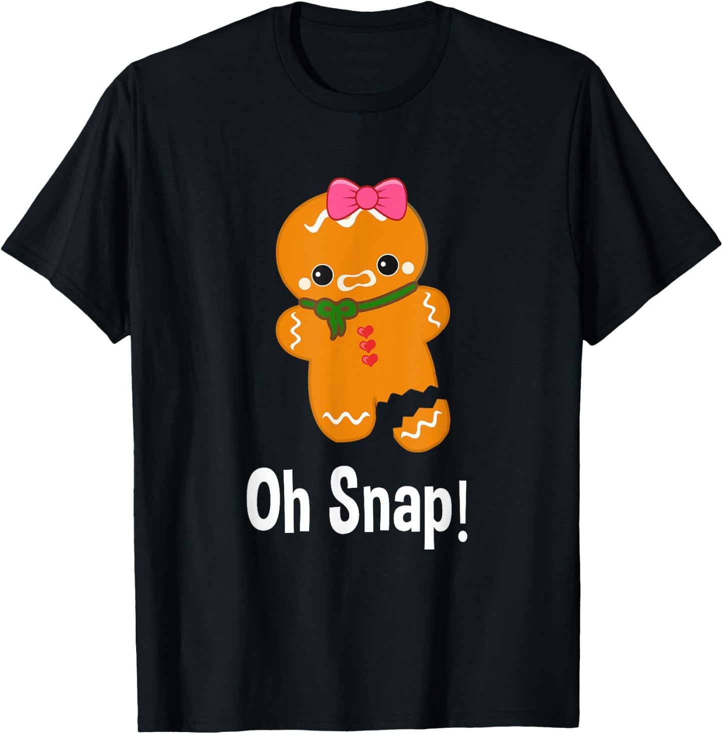 Funny Christmas Gingerbread Man Oh Snap Sweater Women Girl T-Shirt - T-Shirt | Black