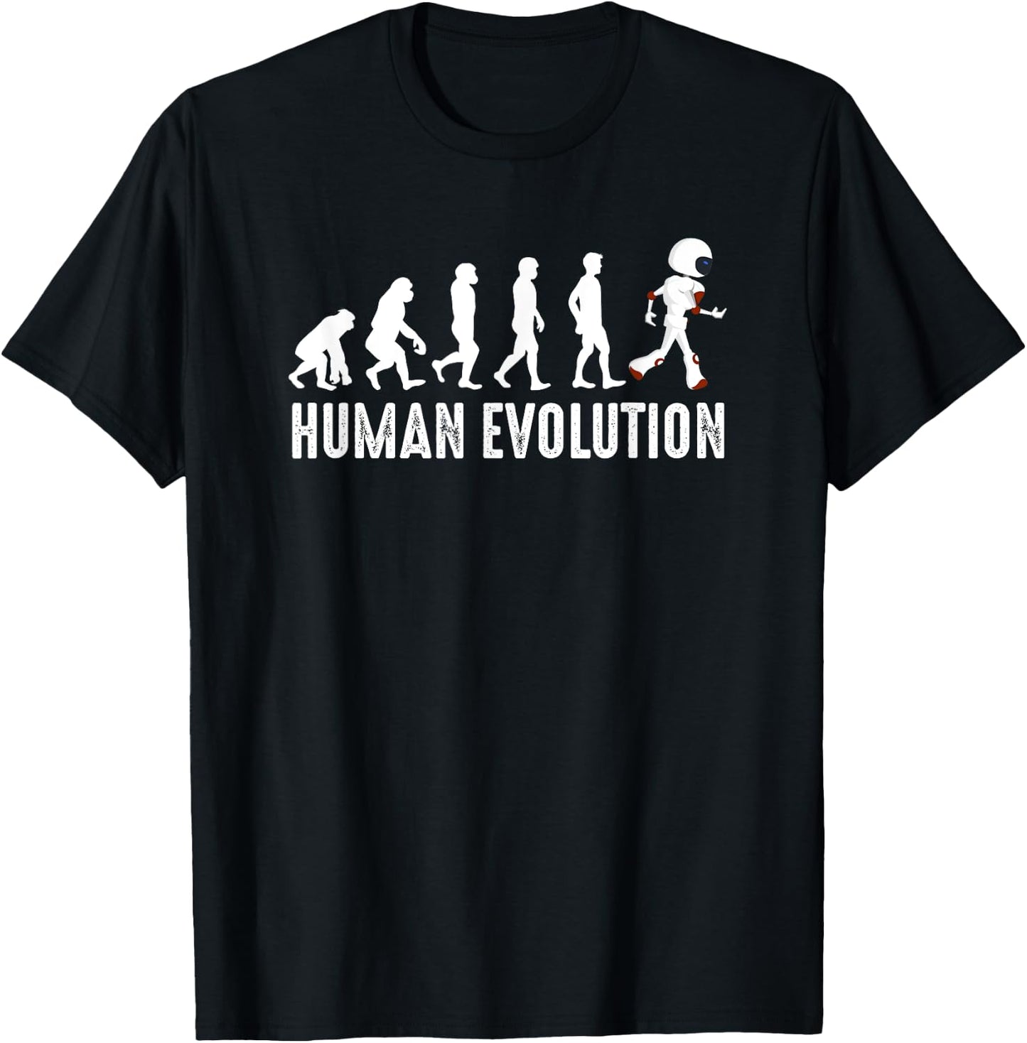 Vintage Human Evolution To Robots Modern Technology Robotics T-Shirt - T-Shirt | Black