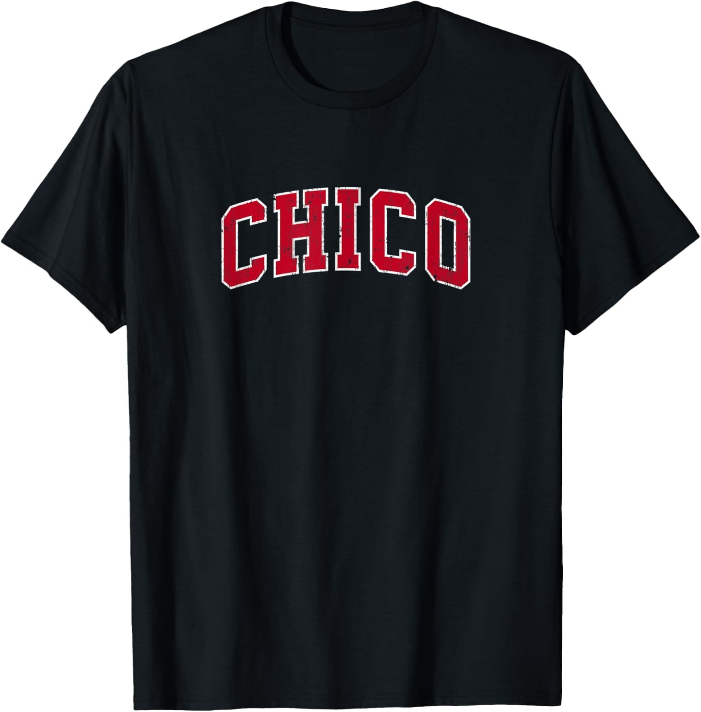 Chico California CA Vintage Sports Design Red Design T-Shirt - T-Shirt | Black