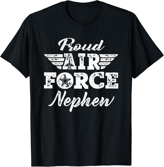 Proud US Air Force Nephew - Pride Military Family Gifts T-Shirt - T-Shirt | Black