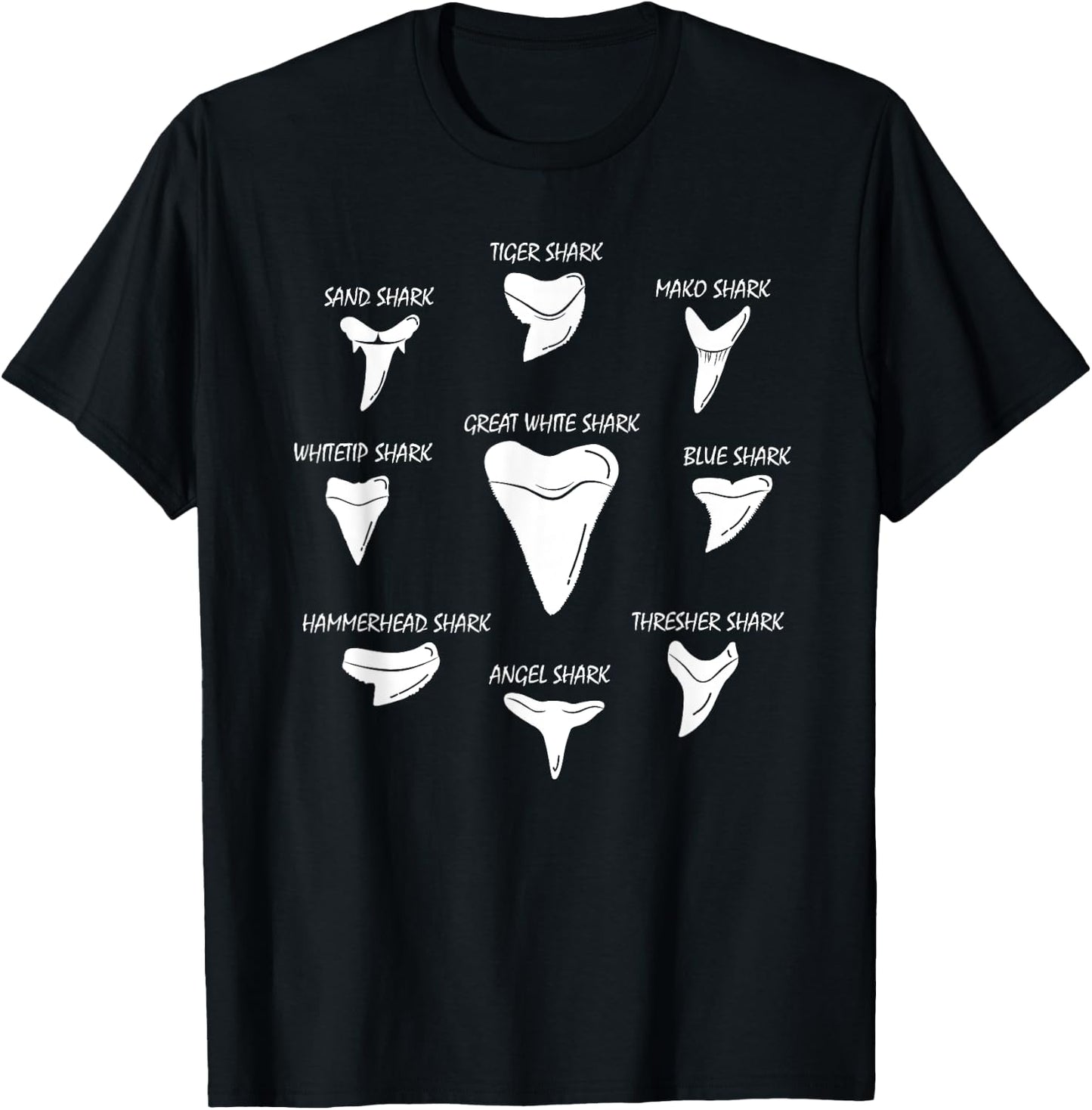 9 Types Of Sharks Teeth Species Biology Life Tooth Collector T-Shirt - T-Shirt | Black