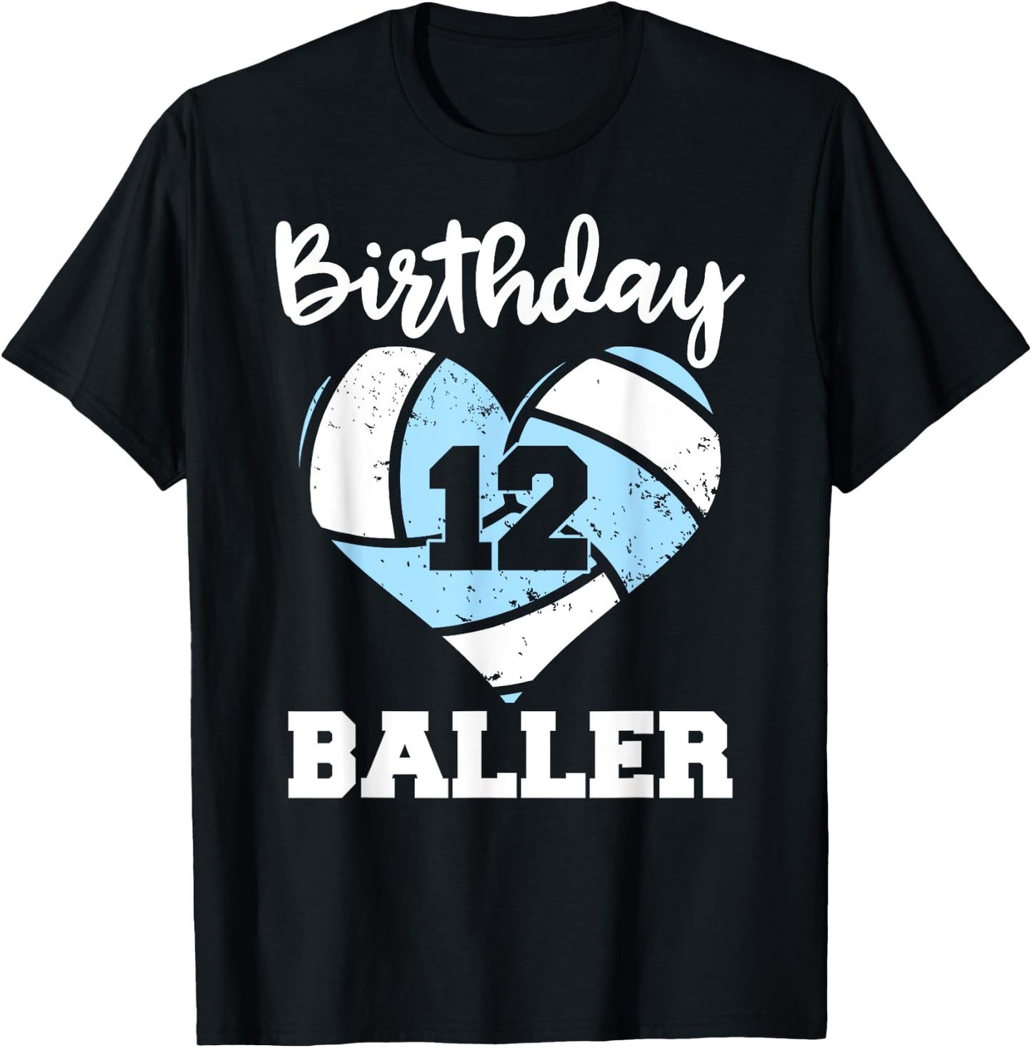 12th Birthday Baller Funny 12 Year Old Volleyball T-Shirt - T-Shirt | Black