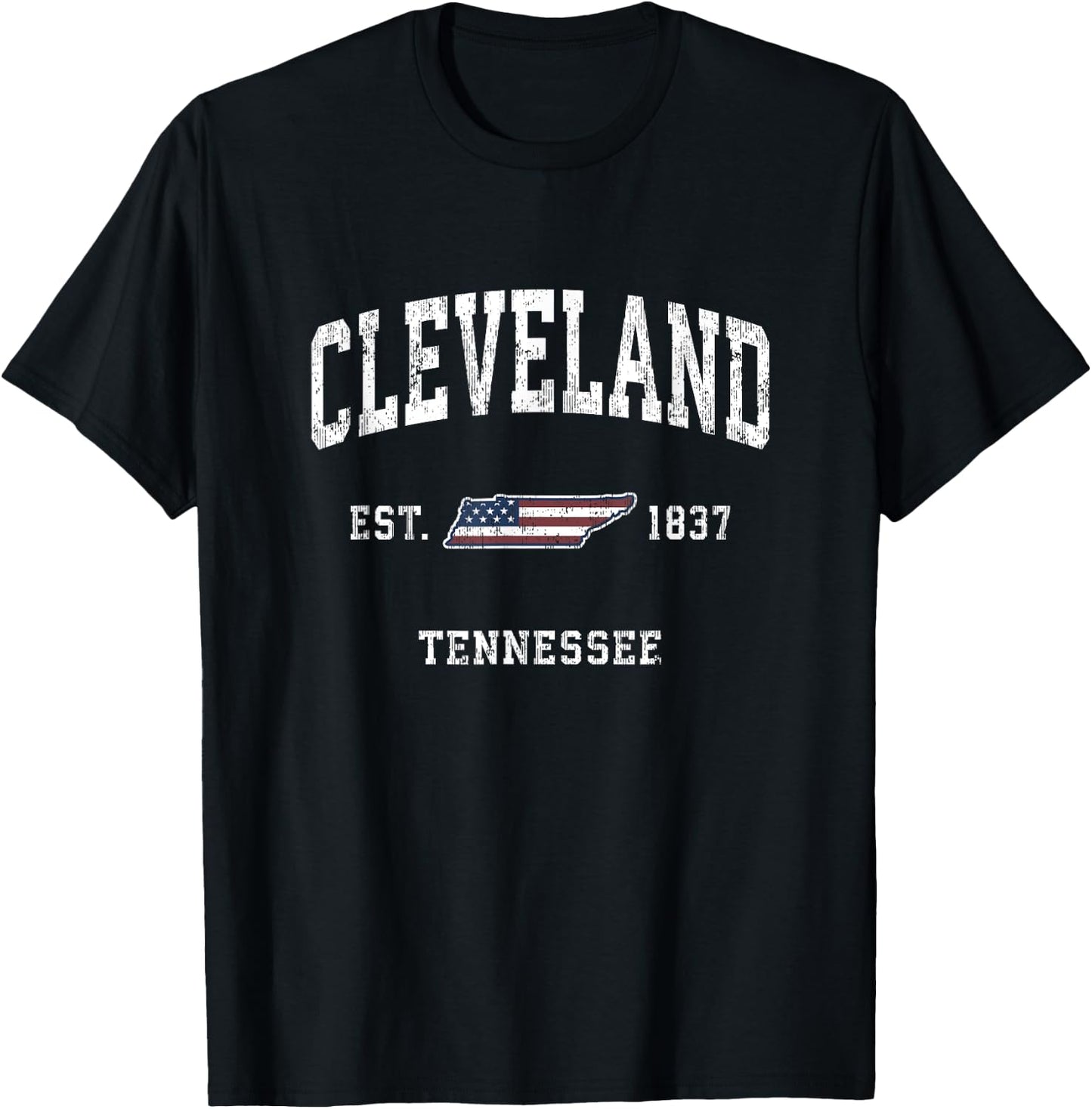 Cleveland Tennessee TN Vintage American Flag Sports Design Kids Men T-Shirt - T-Shirt | Black