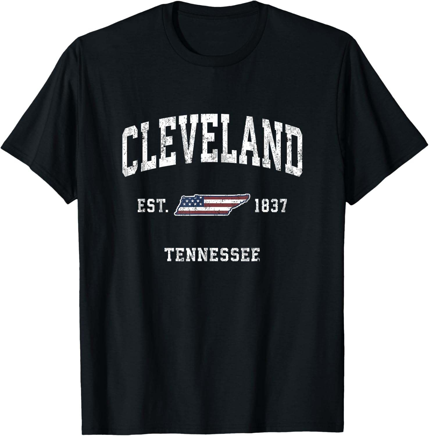 Cleveland Tennessee TN Vintage American Flag Sports Design Kids Men T-Shirt - T-Shirt | Black