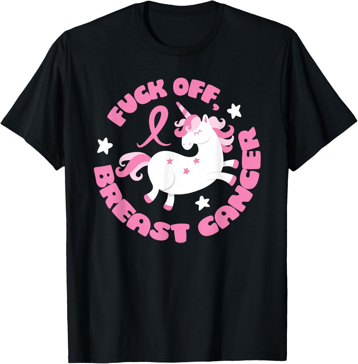 Fuck Off Breast Cancer Unicorn T-Shirt - T-Shirt | Black
