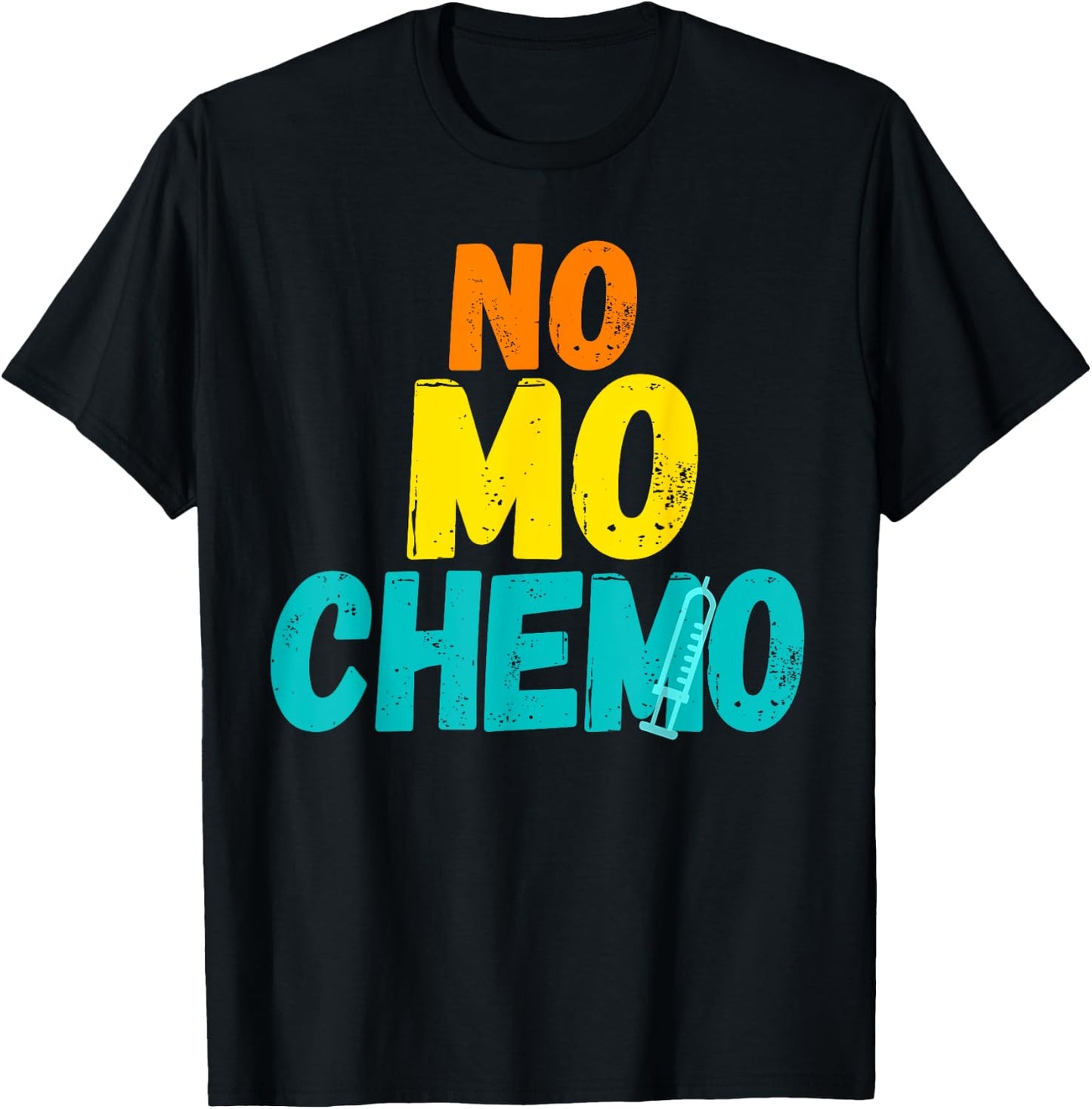 No Mo Chemo Funny Retro Cancer Awareness Fighter Spirit T-Shirt - T-Shirt | Black