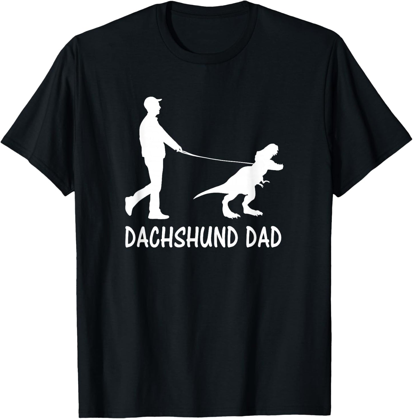 Dachshund Dad Dinosaur Doxie Dog Owners Funny Father's Day T-Shirt - T-Shirt | Black