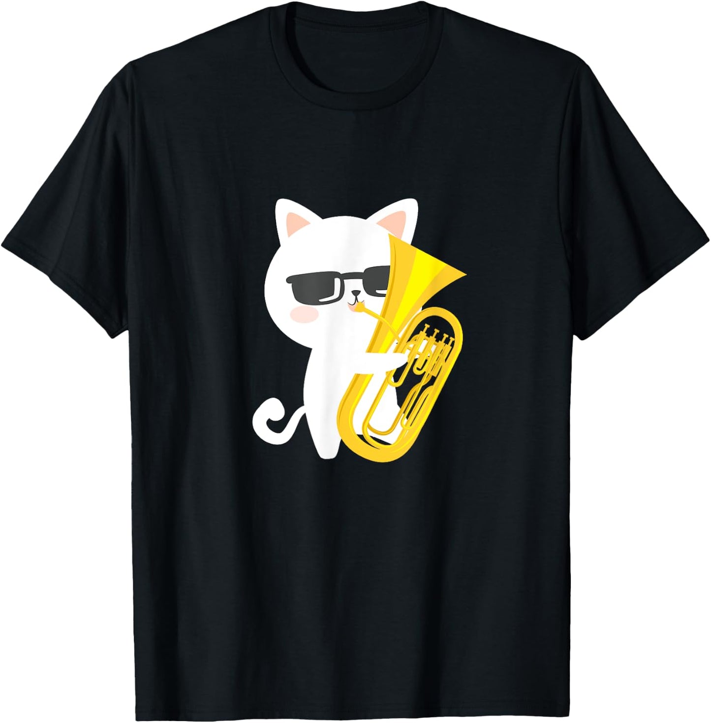 Baritone Cat Cute Baritone Euphonium Player Cat Owner Kawaii Women Girls Kids T-Shirt - T-Shirt | Black