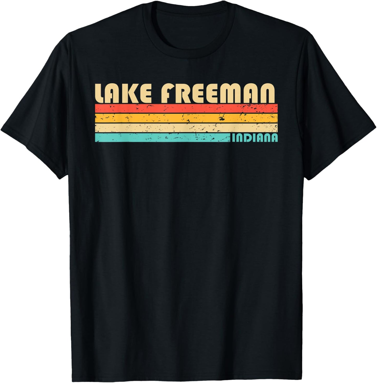 LAKE FREEMAN INDIANA Funny Fishing Camping Summer T-Shirt - T-Shirt | Black