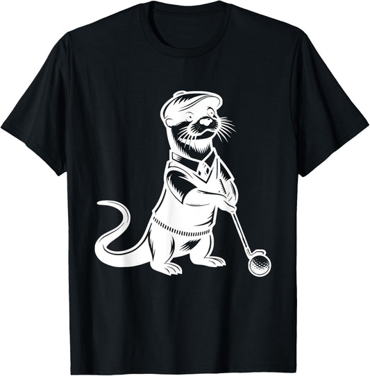 Otter Golf Funny Golfer Golfing Sports T-Shirt - T-Shirt | Black