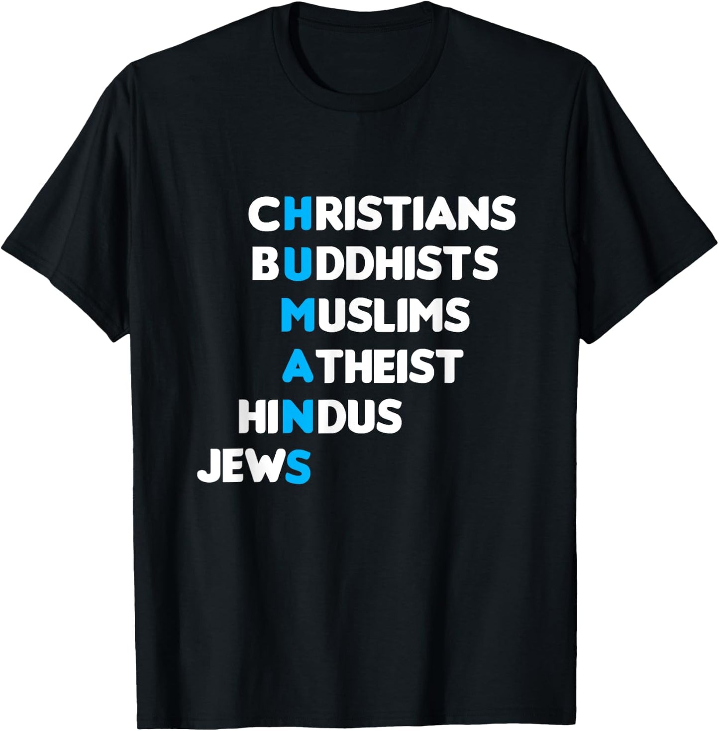 Christ Buddhist Muslim Muslim Hindu Human Faith Gift T-Shirt - T-Shirt | Black