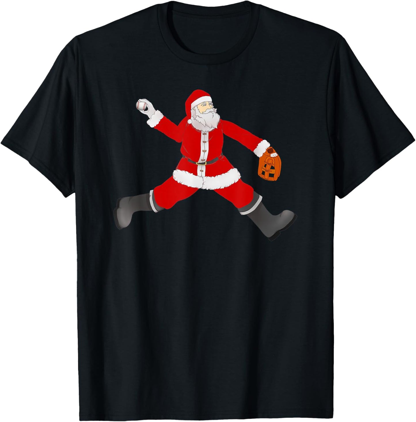 Baseball Santa Christmas No Hitter Pitcher Pitching Santa T-Shirt - T-Shirt | Black