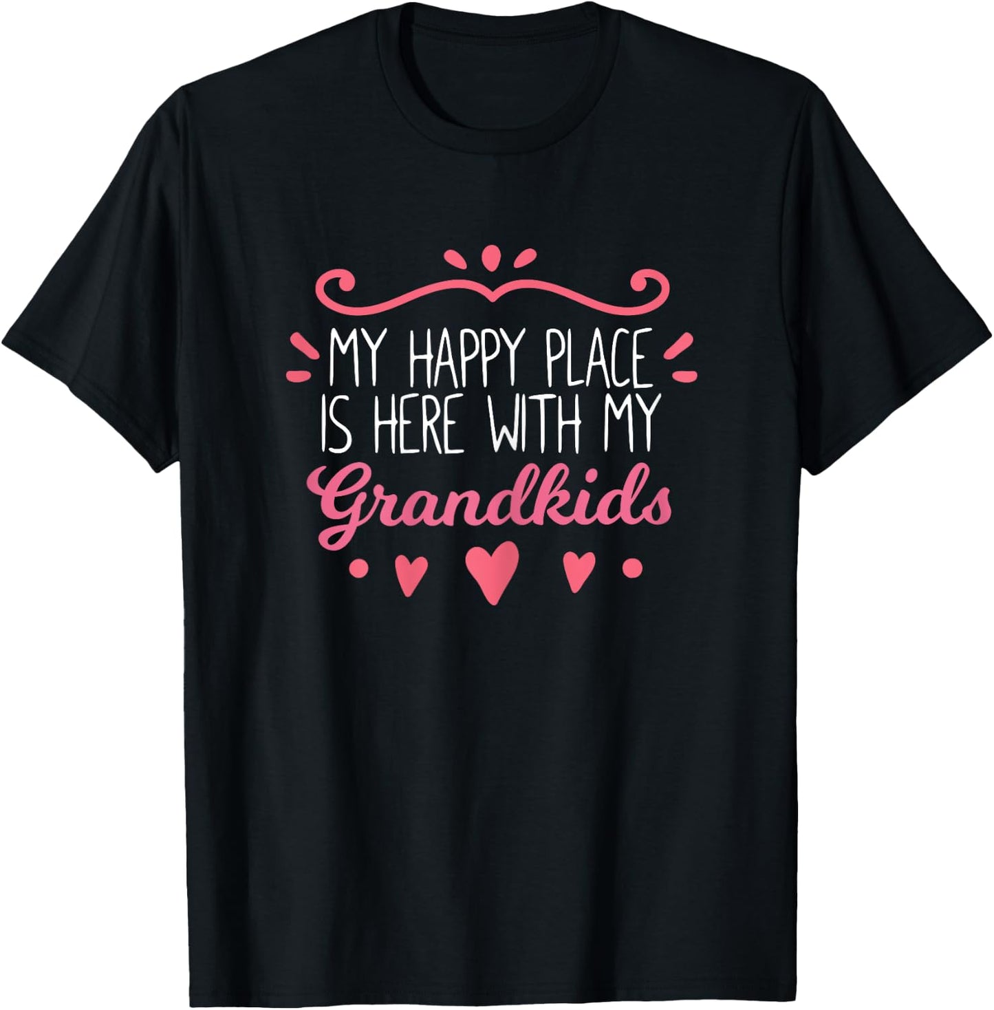 My Happy Place Is Here With My Grandkids Cool Grandma T-Shirt - T-Shirt | Black