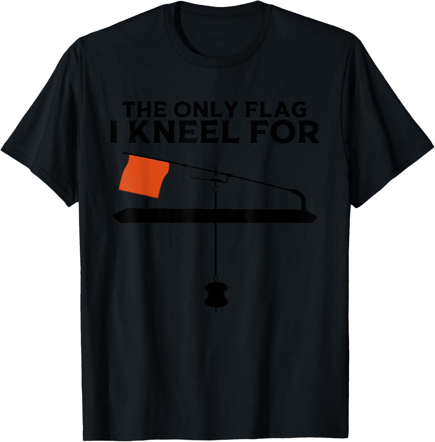 Funny Ice Fishing Tip Up Gift Cool Fishermen Fishing Flag T-Shirt - T-Shirt | Black