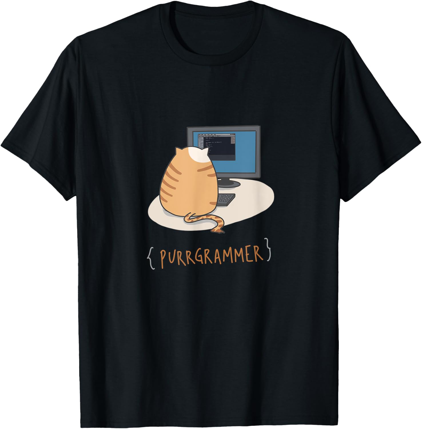 Purrgrammer - Cute Cat Coder T-Shirt - T-Shirt | Black