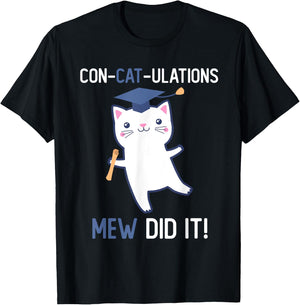 Class of 2025 Graduate Mew Did It Cat Lover Graduation Cats Men Women Kids T-Shirt - T-Shirt | Black