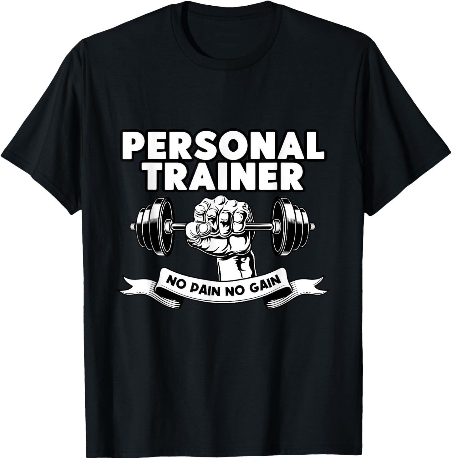 Personal Trainer No Pain No Gain Bodybuilding Coach T-Shirt - T-Shirt | Black