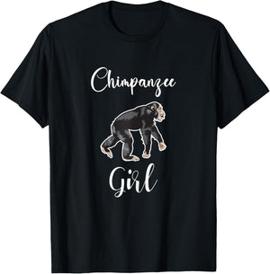 Chimpanzee Girl Shirt Monkey Chimpanzee Lover I Love Chimps T-Shirt - T-Shirt | Black