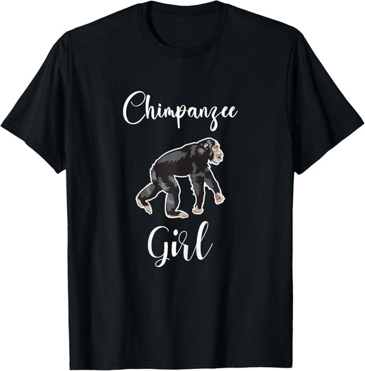 Chimpanzee Girl Shirt Monkey Chimpanzee Lover I Love Chimps T-Shirt - T-Shirt | Black