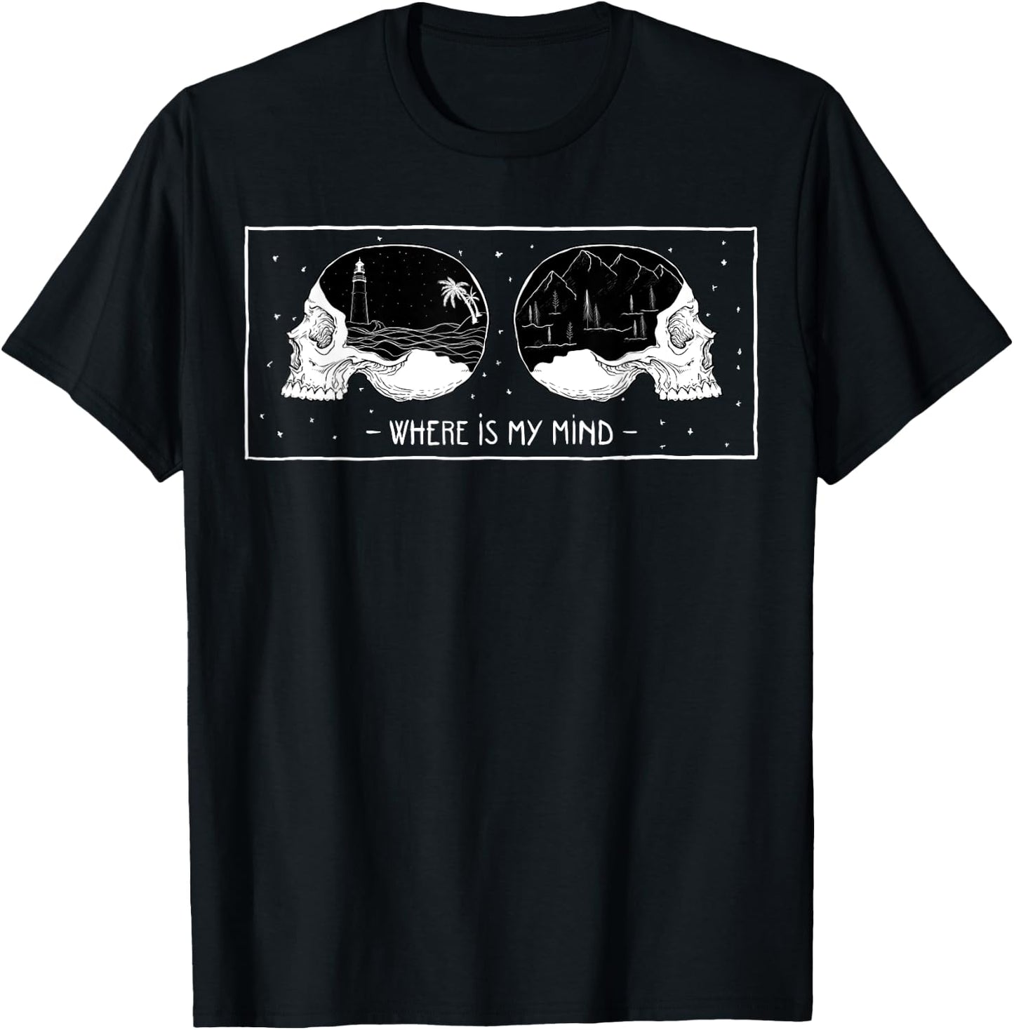 Where Is My Mind - Skeleton - Nature Graphic T-Shirt - T-Shirt | Black