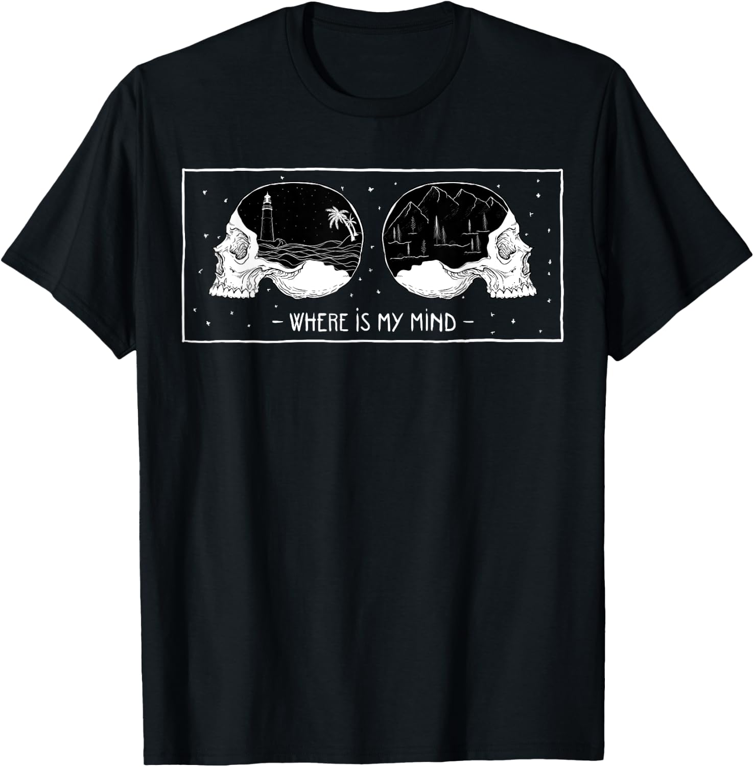 Where Is My Mind - Skeleton - Nature Graphic T-Shirt - T-Shirt | Black