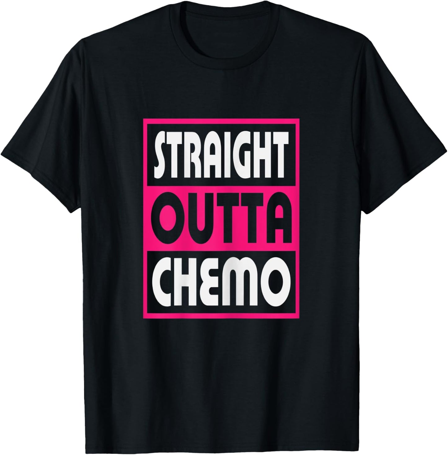 Straight Outta Chemo Breast Cancer Awareness T-Shirt - T-Shirt | Black