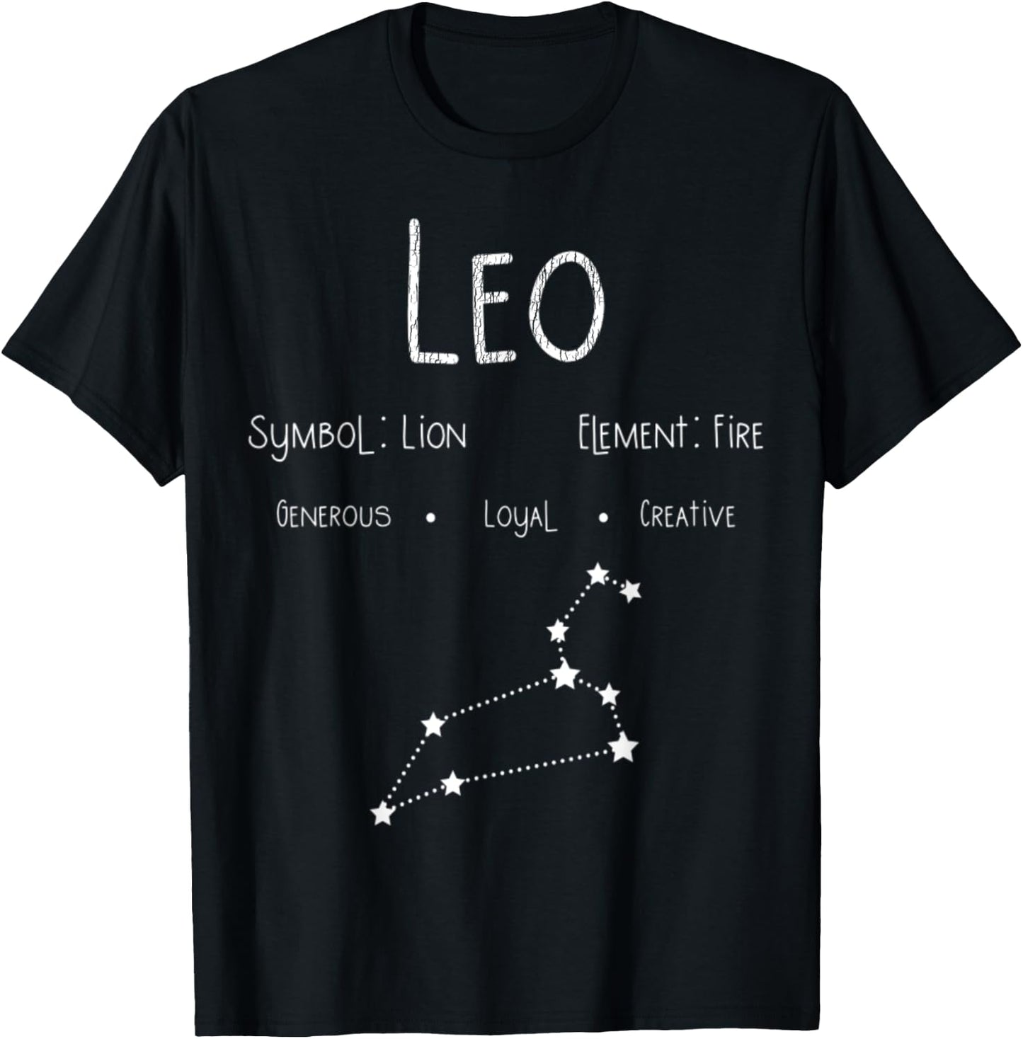 Vintage Distressed Leo Symbol Zodiac Sign Birthday Gift T-Shirt - T-Shirt | Black