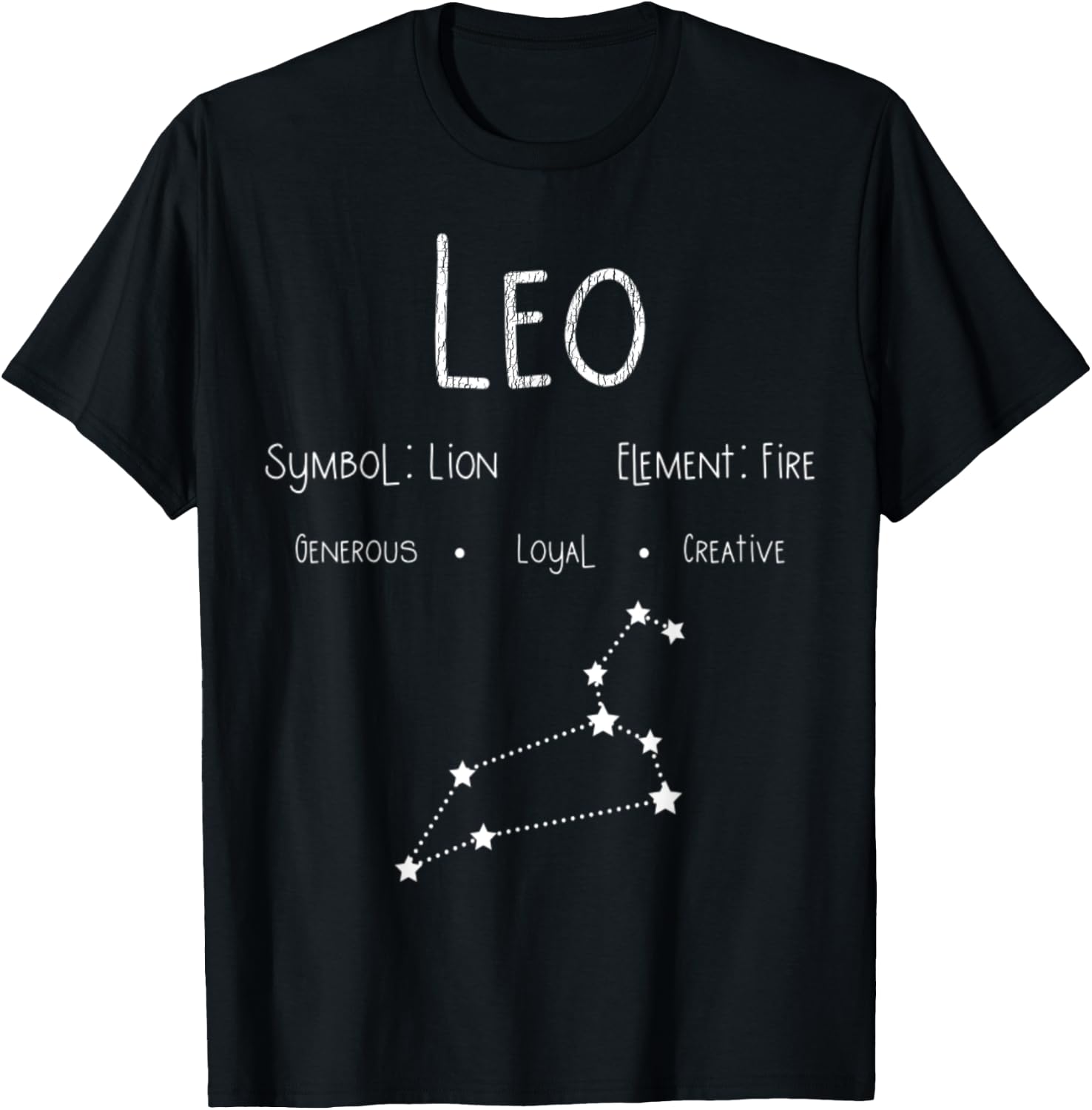 Vintage Distressed Leo Symbol Zodiac Sign Birthday Gift T-Shirt - T-Shirt | Black