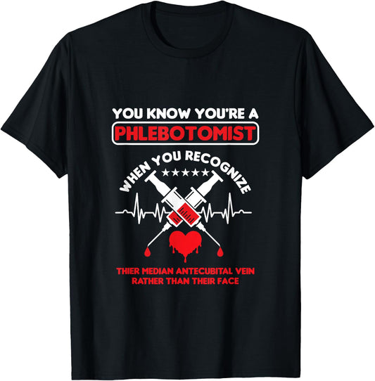 Syringe Phlebotomist Phlebotomy Doctor Heart Pulse Gift T-Shirt - T-Shirt | Black