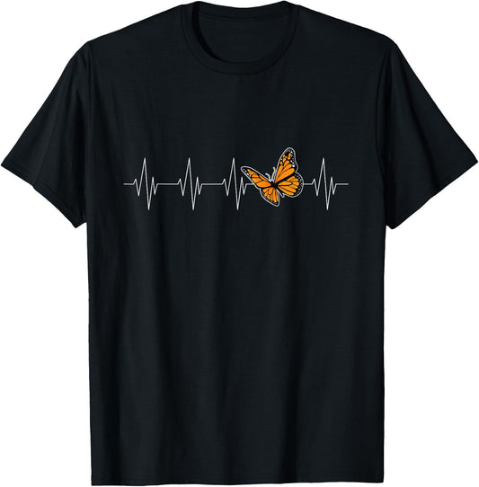 Monarch Butterflies Heartbeat, Cute Milkweed Butterfly Lover T-Shirt - T-Shirt | Black