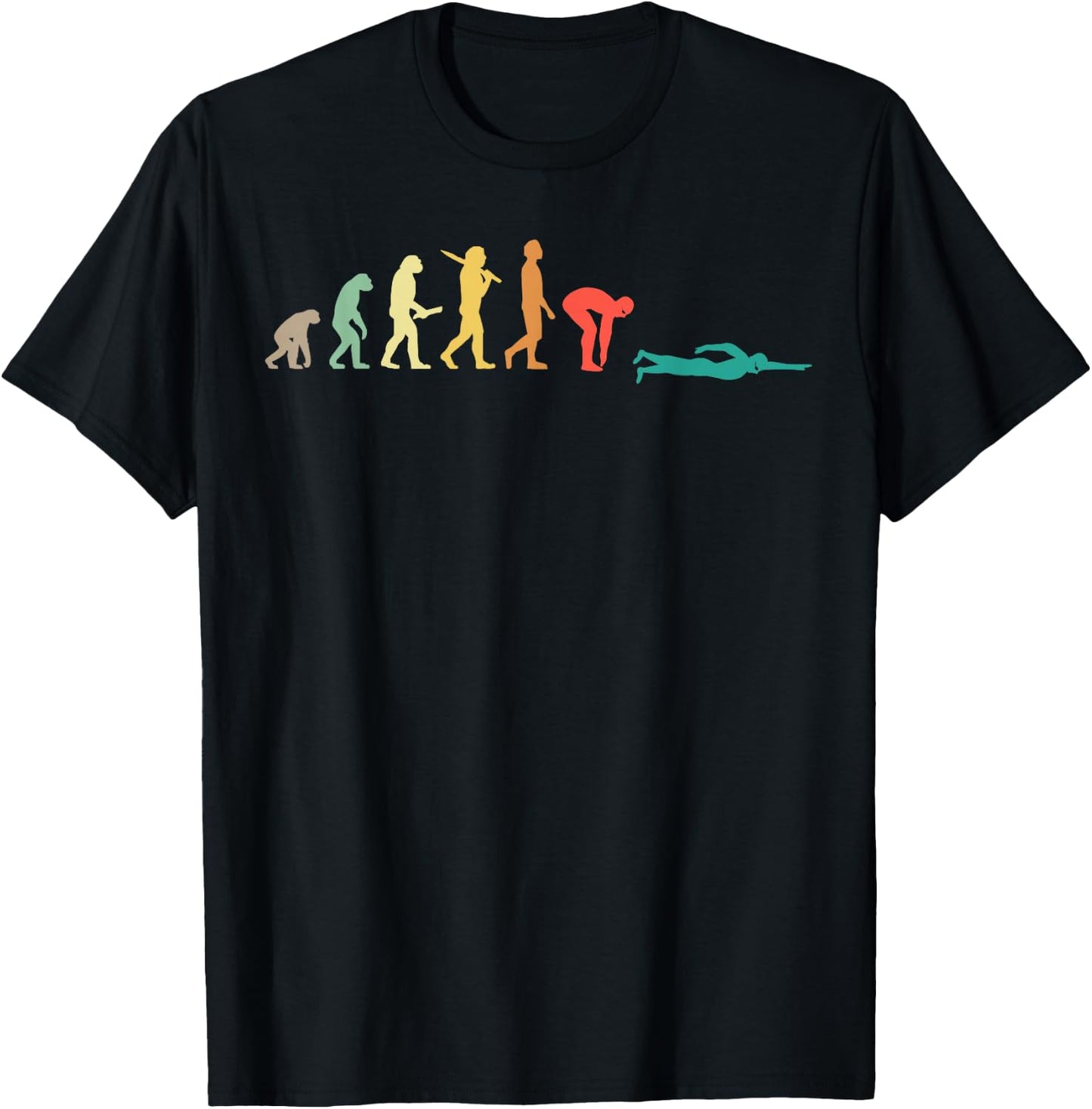 Retro Swimming Evolution Gift Swimmers Small T-Shirt - T-Shirt | Black