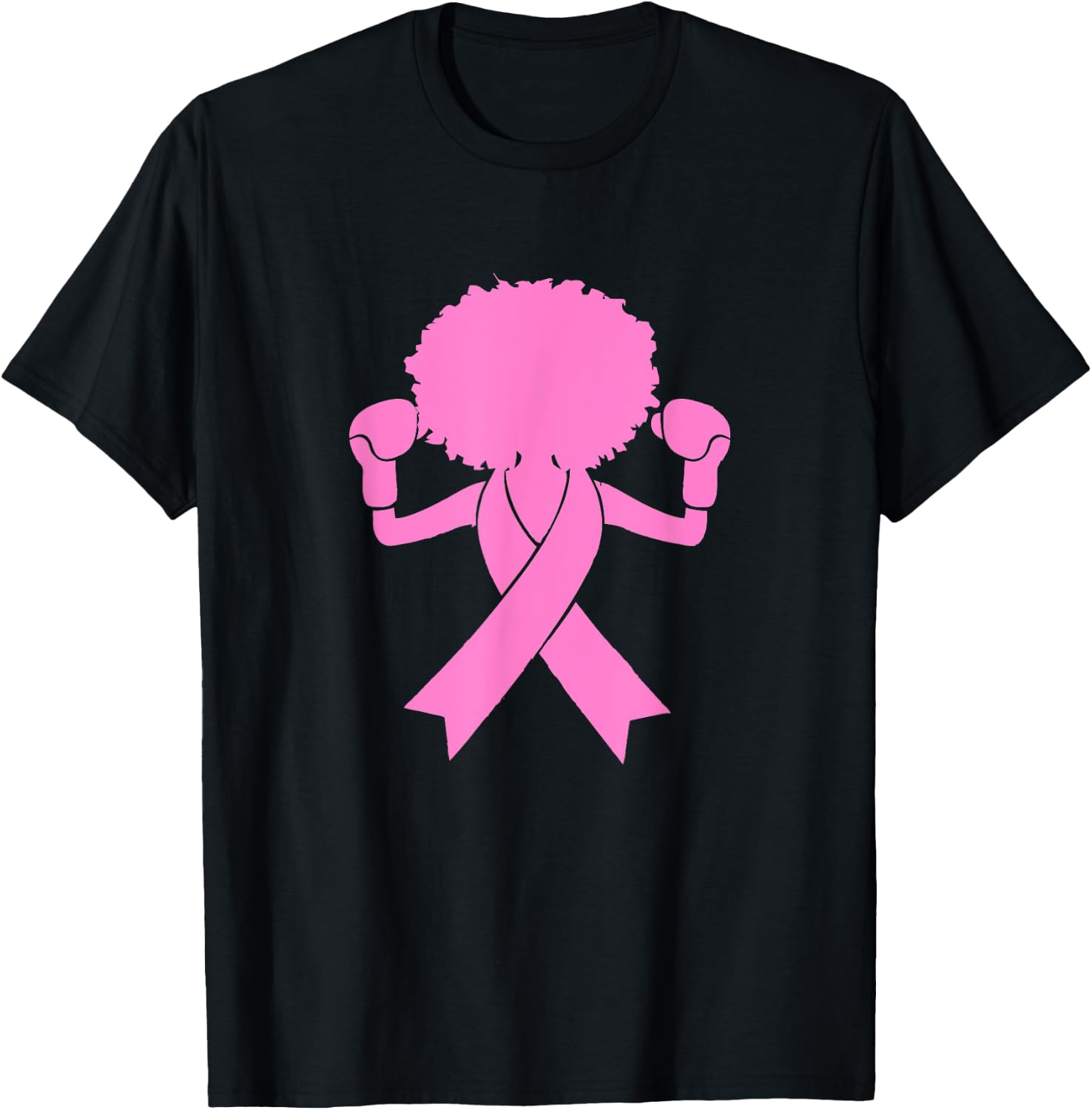 Pink Ribbon Warrior Fighter Breast Cancer Awareness T-Shirt - T-Shirt | Black