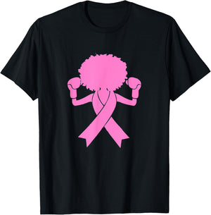 Pink Ribbon Warrior Fighter Breast Cancer Awareness T-Shirt - T-Shirt | Black