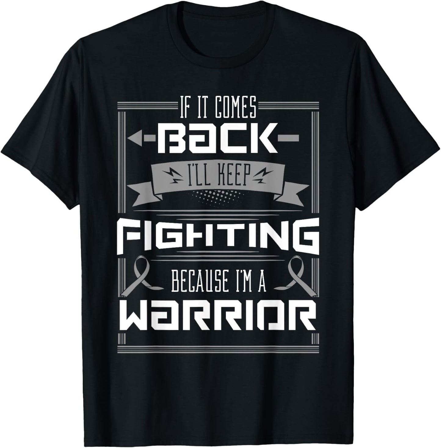 Brain Cancer Awareness Tumor Patient Survivor Gray Ribbon T-Shirt - T-Shirt | Black