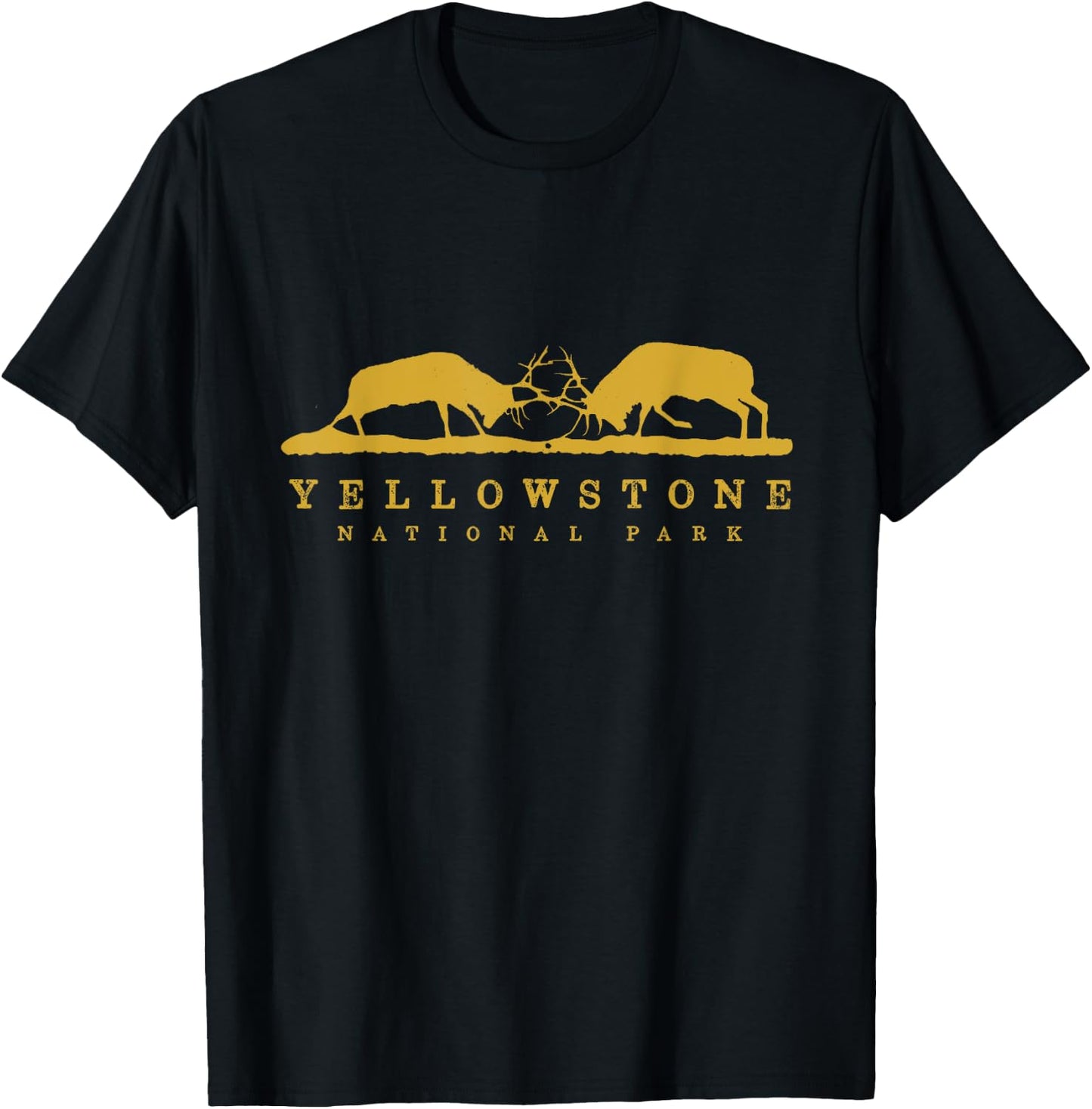 Yellowstone National Park Animal Lover Bull Elk Battle Elk T-Shirt - T-Shirt | Black