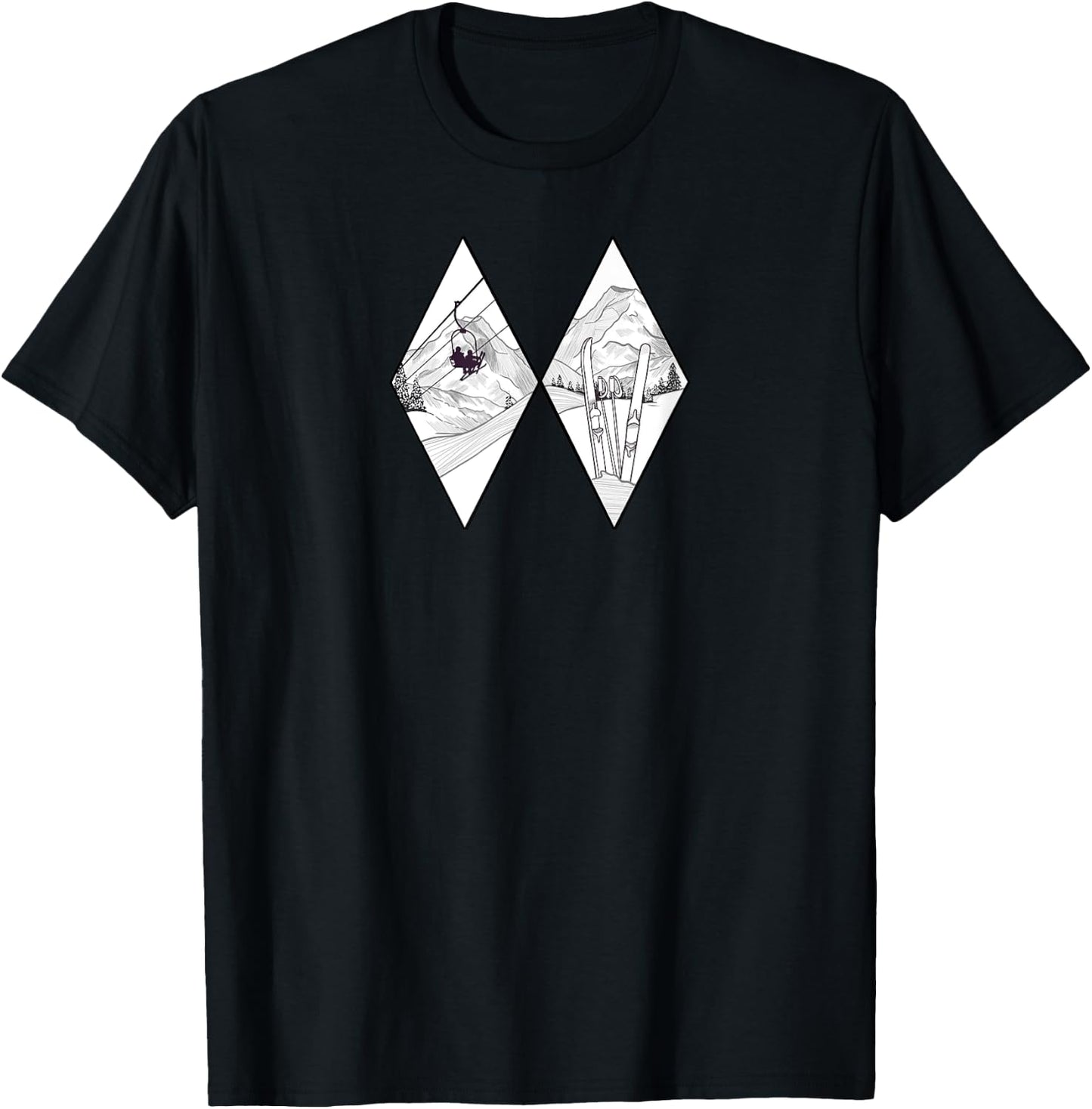 Graphic Difficult Run Marker Ski Snowboard Ski Lift Mountain T-Shirt - T-Shirt | Black
