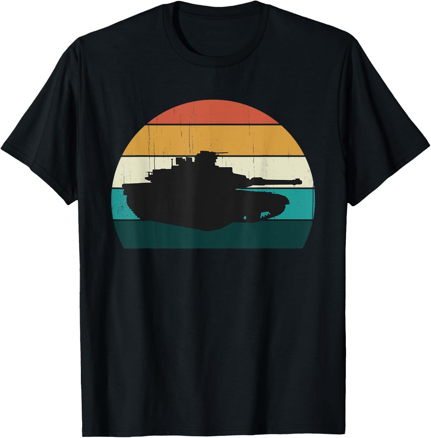 Vintage Abrams M1 - Retro Sunset American Main Battle Tank T-Shirt - T-Shirt | Black