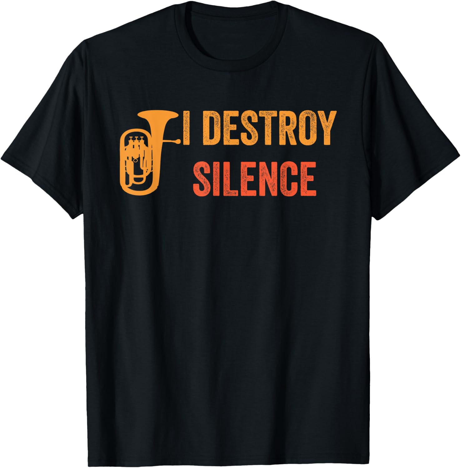 Euphonium Retro Vintage -Adults Black Small Classic Fit Pull On Letter Print Music T-Shirt - T-Shirt | Black