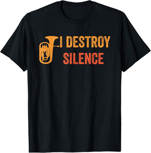 Euphonium Retro Vintage -Adults Black Small Classic Fit Pull On Letter Print Music T-Shirt - T-Shirt | Black