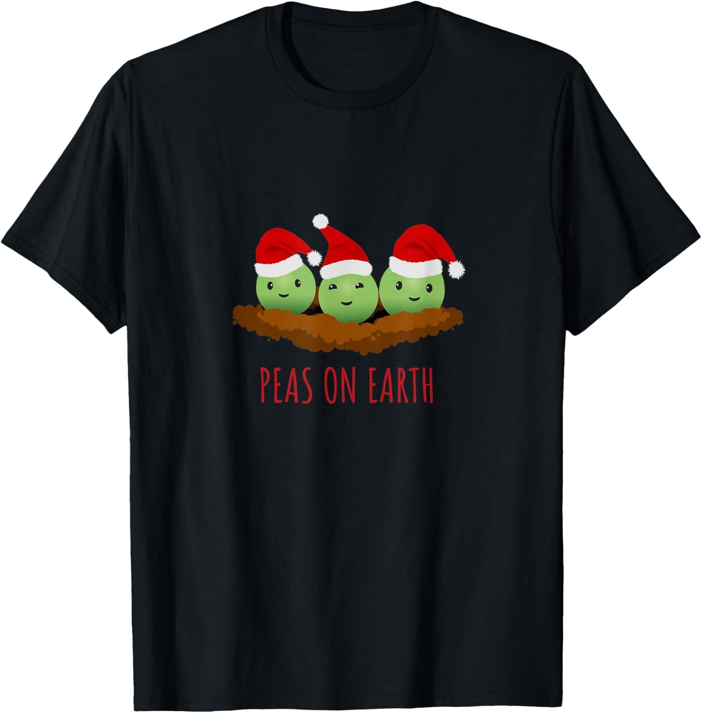Funny Christmas Party Peas On Earth T-Shirt - T-Shirt | Black