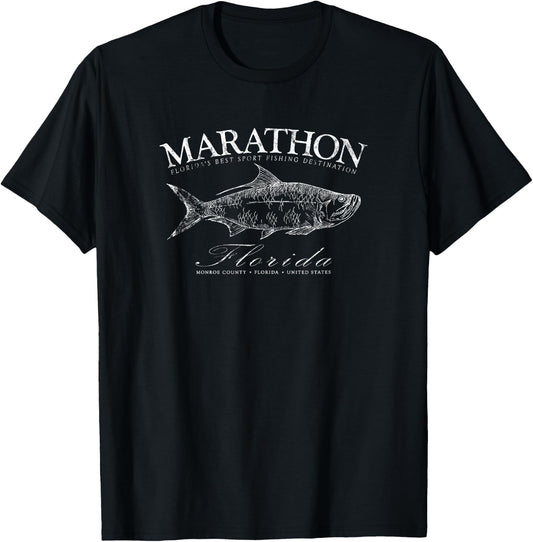 Marathon Tarpon Fishing in Monroe County Florida Keys T-Shirt - T-Shirt | Black