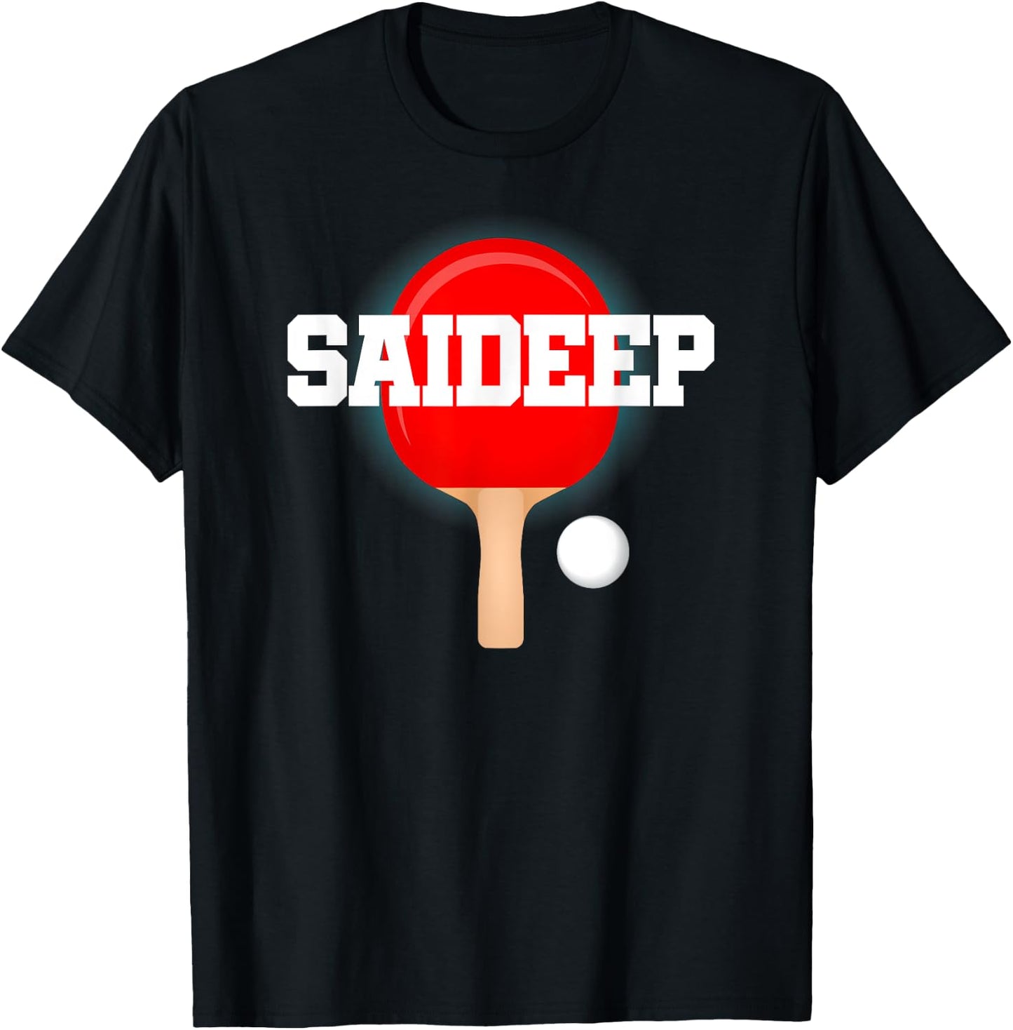 Saideep Name Boys Table Tennis Ping Pong Game Racket Sports T-Shirt - T-Shirt | Black
