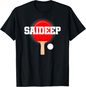 Saideep Name Boys Table Tennis Ping Pong Game Racket Sports T-Shirt - T-Shirt | Black
