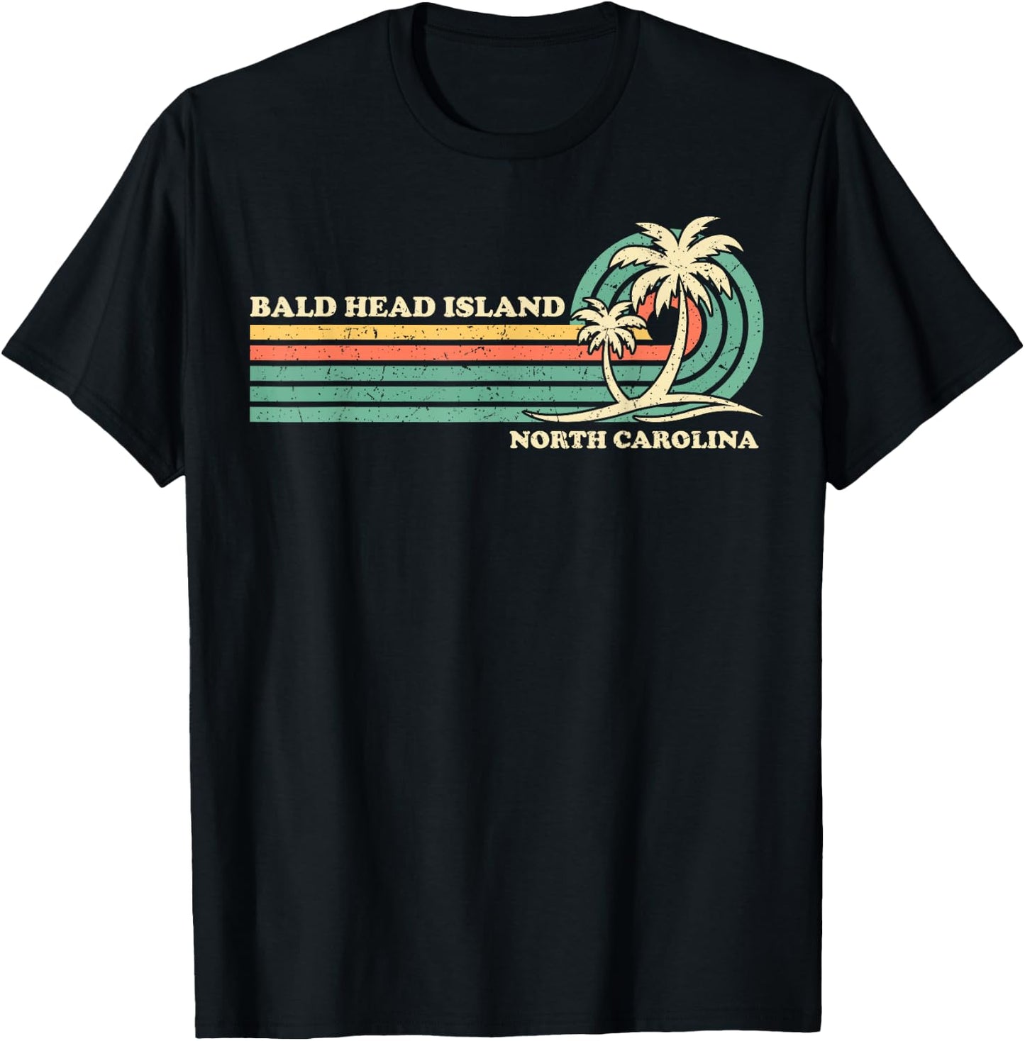 Summer Vacation Vintage Retro Carolina Bald Head Island Men Women Kids T-Shirt - T-Shirt | Black