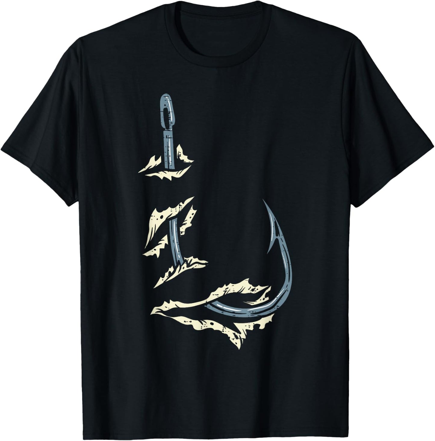 Fish Hook Cool Fishing Fisher Fisherman Angler Men Women Dad T-Shirt - T-Shirt | Black