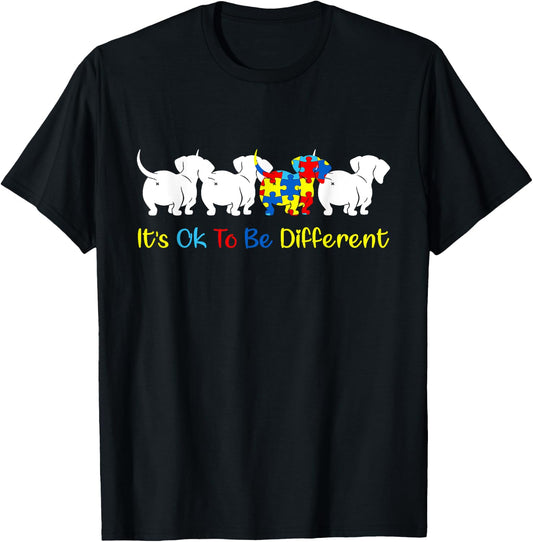 Dachshund It's Ok To Be Different Autism Awareness Kids T-Shirt - T-Shirt | Black