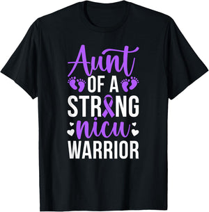 NICU Aunt Of NICU Warrior Best Micro Preemie Baby Aunt T-Shirt - T-Shirt | Black
